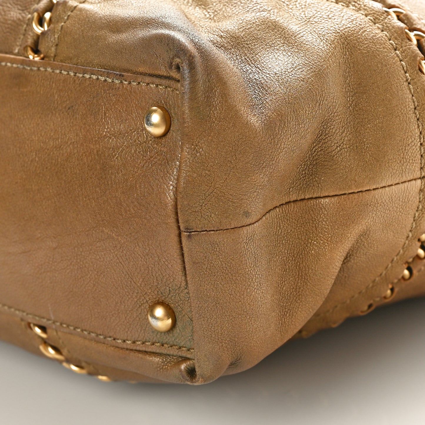 Metallic Calfskin Luxe Ligne Tote Gold