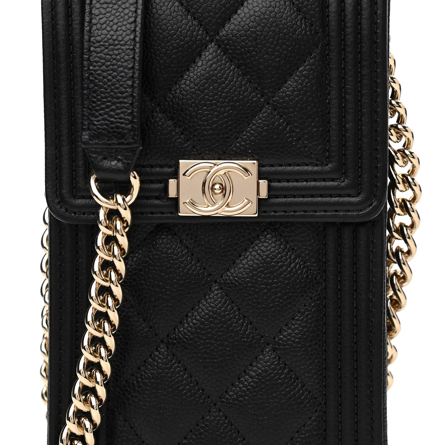 Chanel Caviar Quilted Boy Phone Holder Black 9 of 12