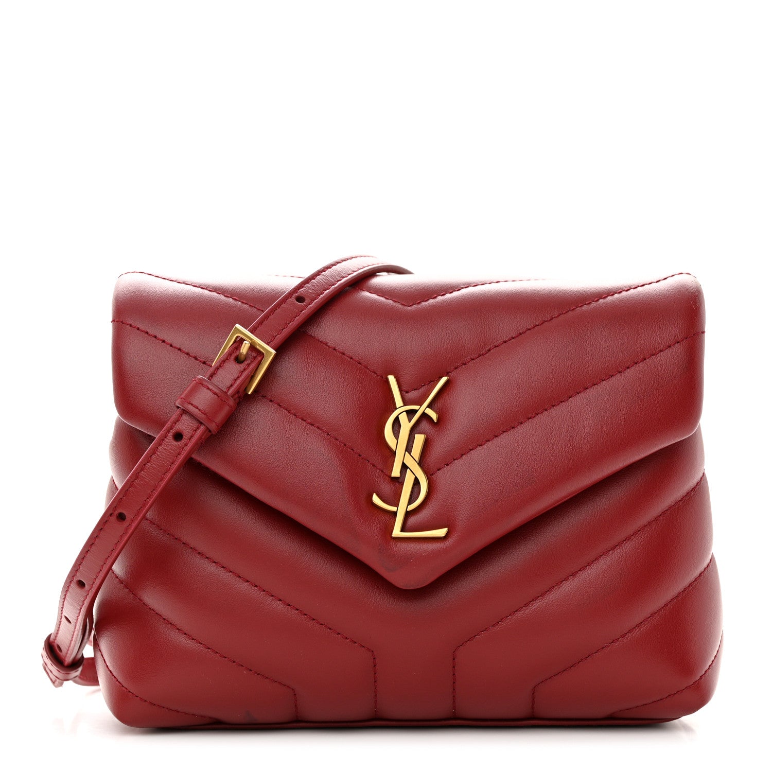 Saint Laurent Calfskin Y Quilted Monogram Toy Loulou Monogram Crossbody Bag Red 1 of 11