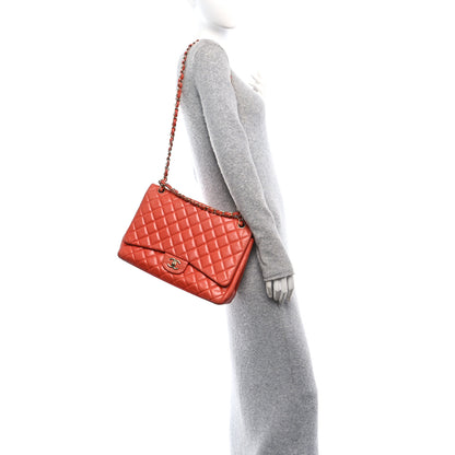Chanel Lambskin Quilted Maxi Single Flap Red 2 of 10