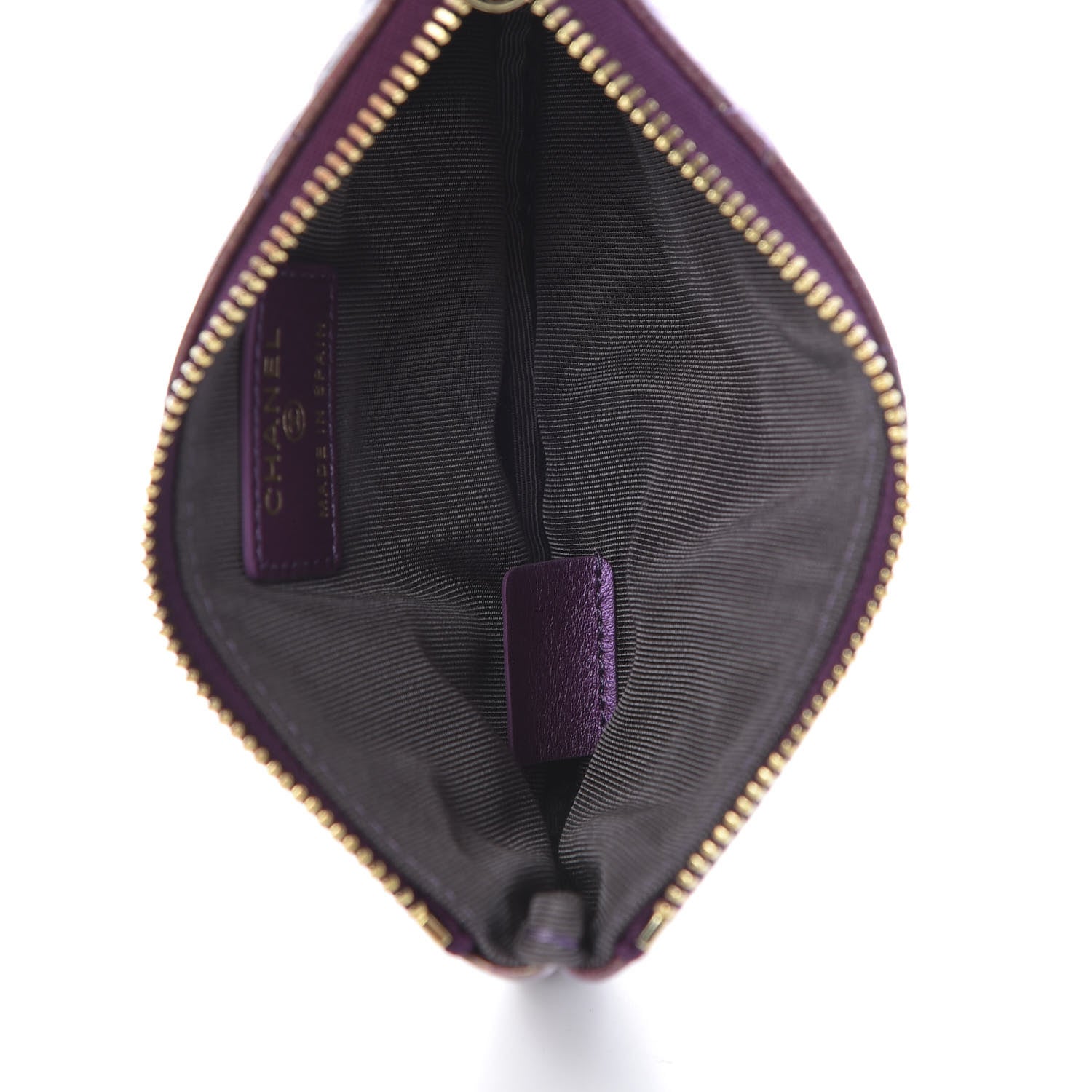 Chanel Iridescent Lambskin Quilted Small Cosmetic Case Purple 4 of 8