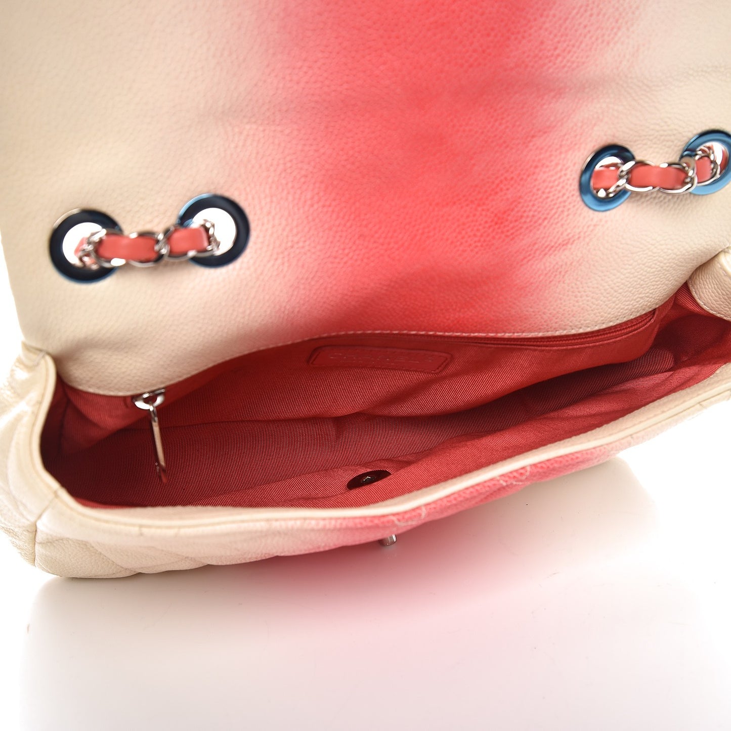 Caviar Quilted Ombre Medium Single Flap White Rose Pink