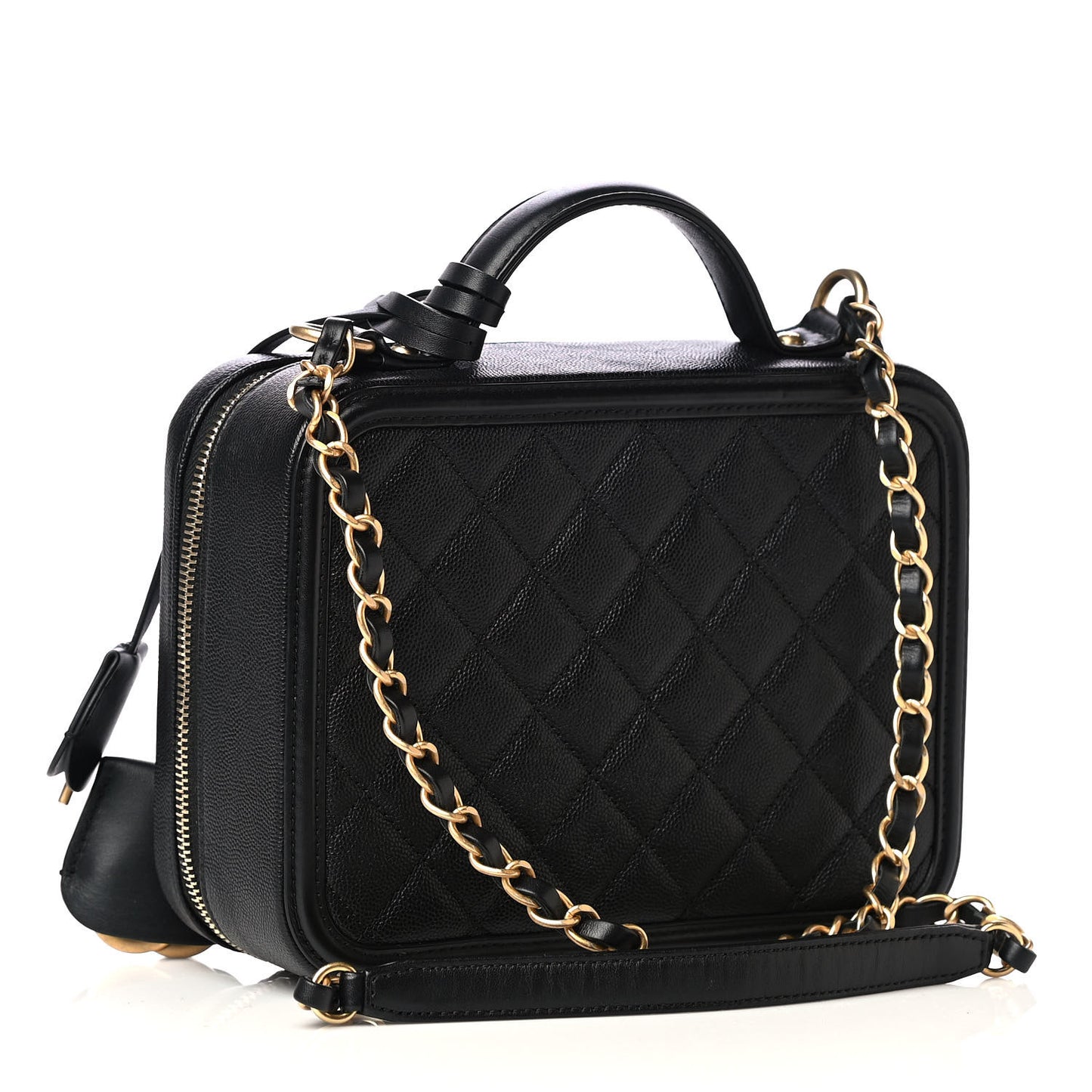 Caviar Quilted Medium CC Filigree Vanity Case Black