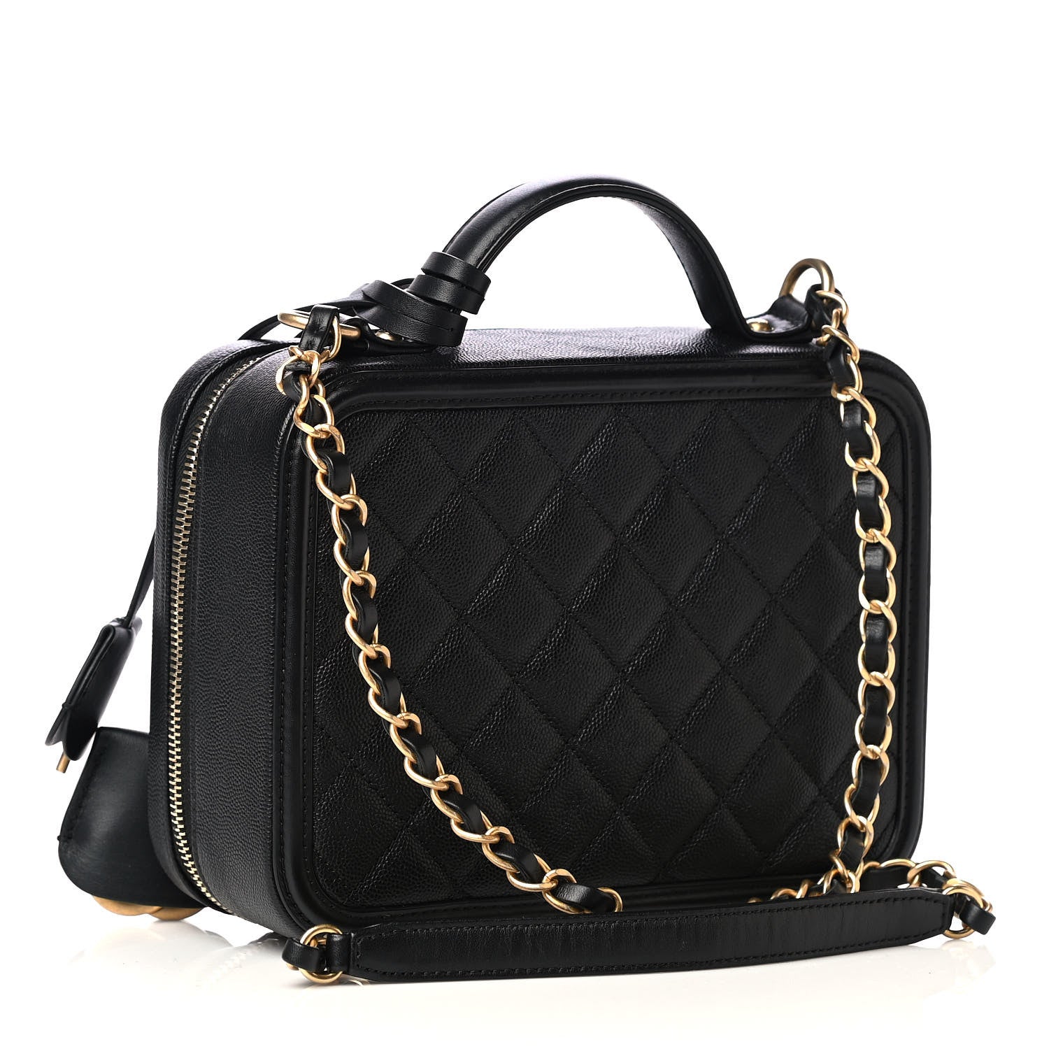 Chanel Caviar Quilted Medium CC Filigree Vanity Case Black 3 of 5