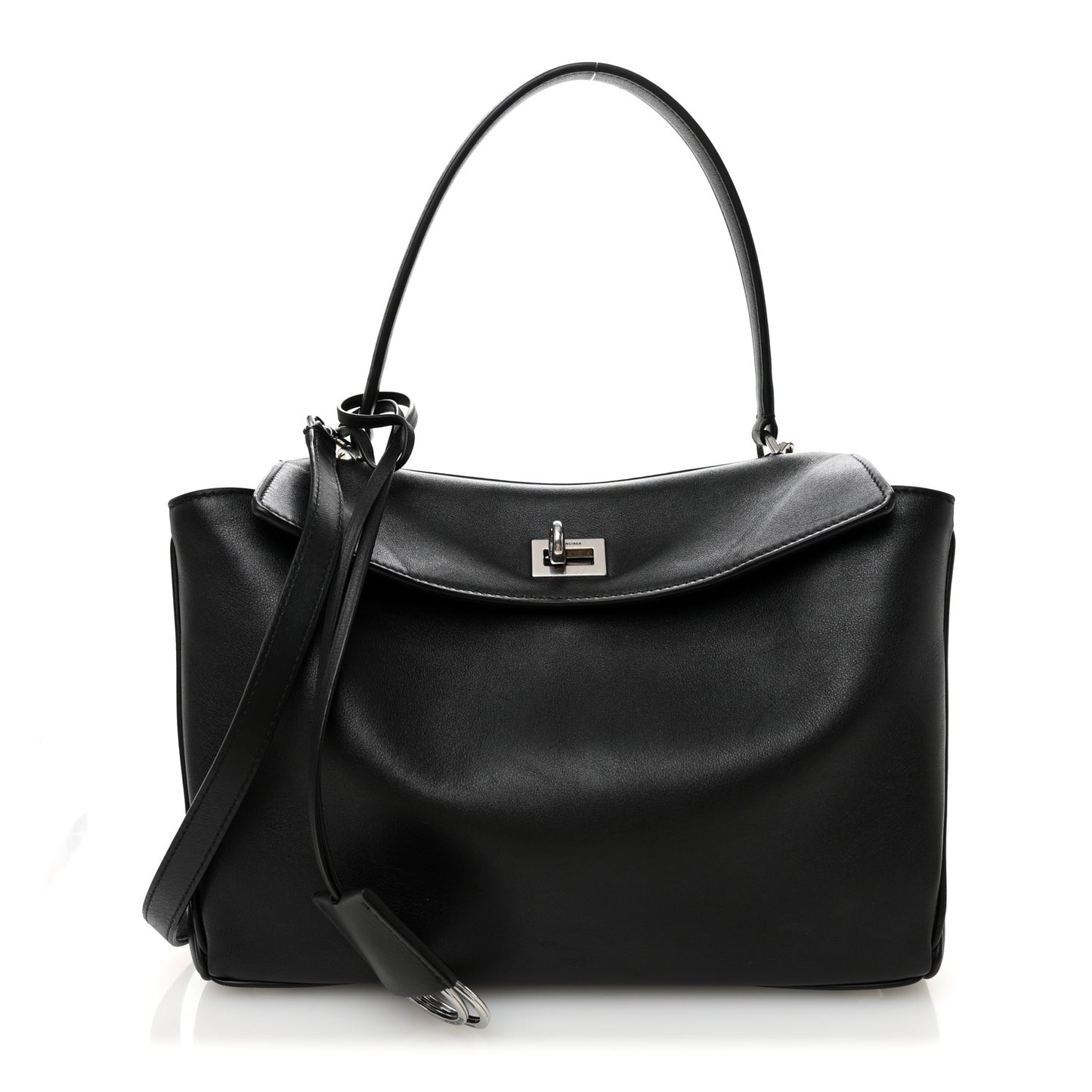 Natural Smooth Calfskin Small Rodeo Top Handle Handbag Black