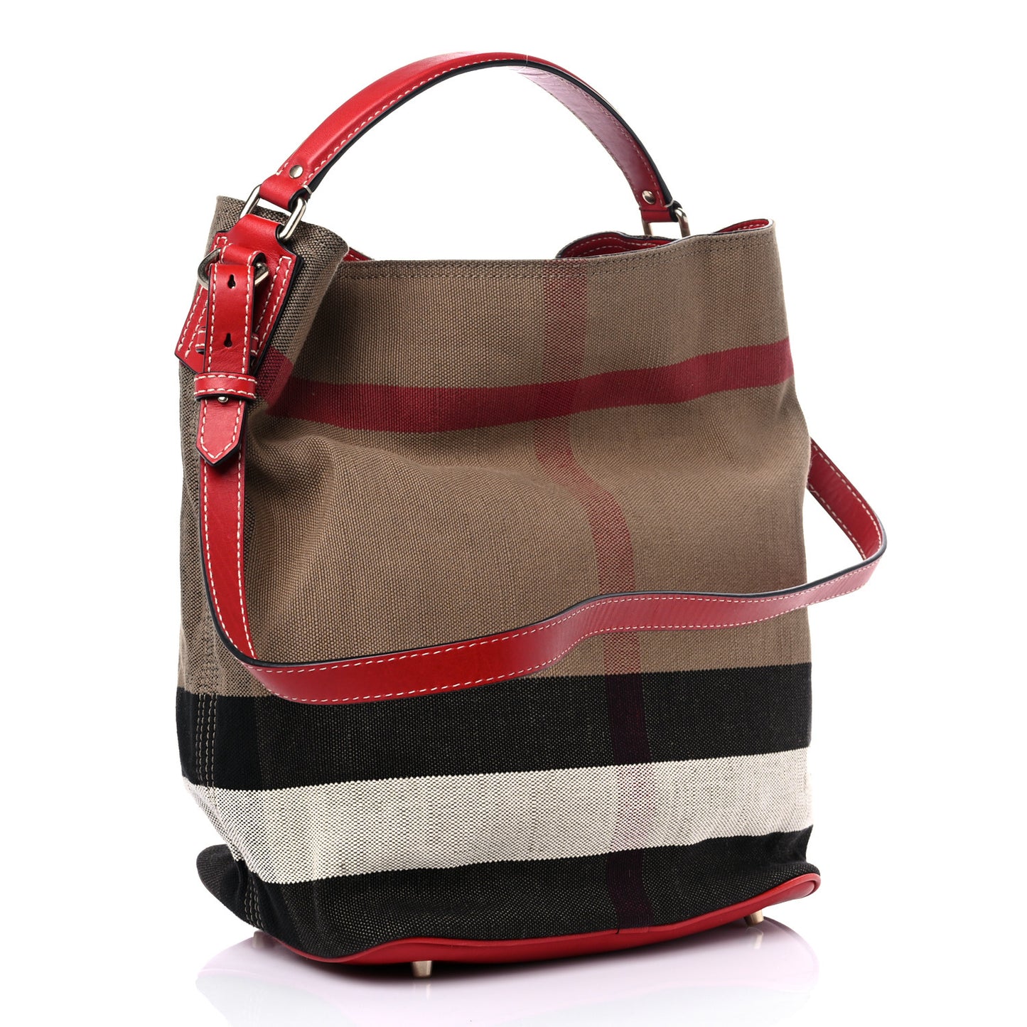 Canvas Mega Check Medium Ashby Hobo Cadmium Red