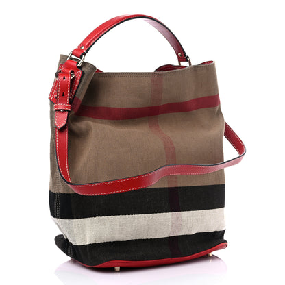 Burberry Canvas Mega Check Medium Ashby Hobo Cadmium Red 3 of 14