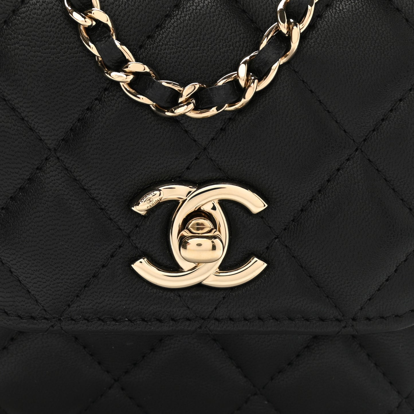 Lambskin Quilted Mini Trendy CC Chain Wallet Black