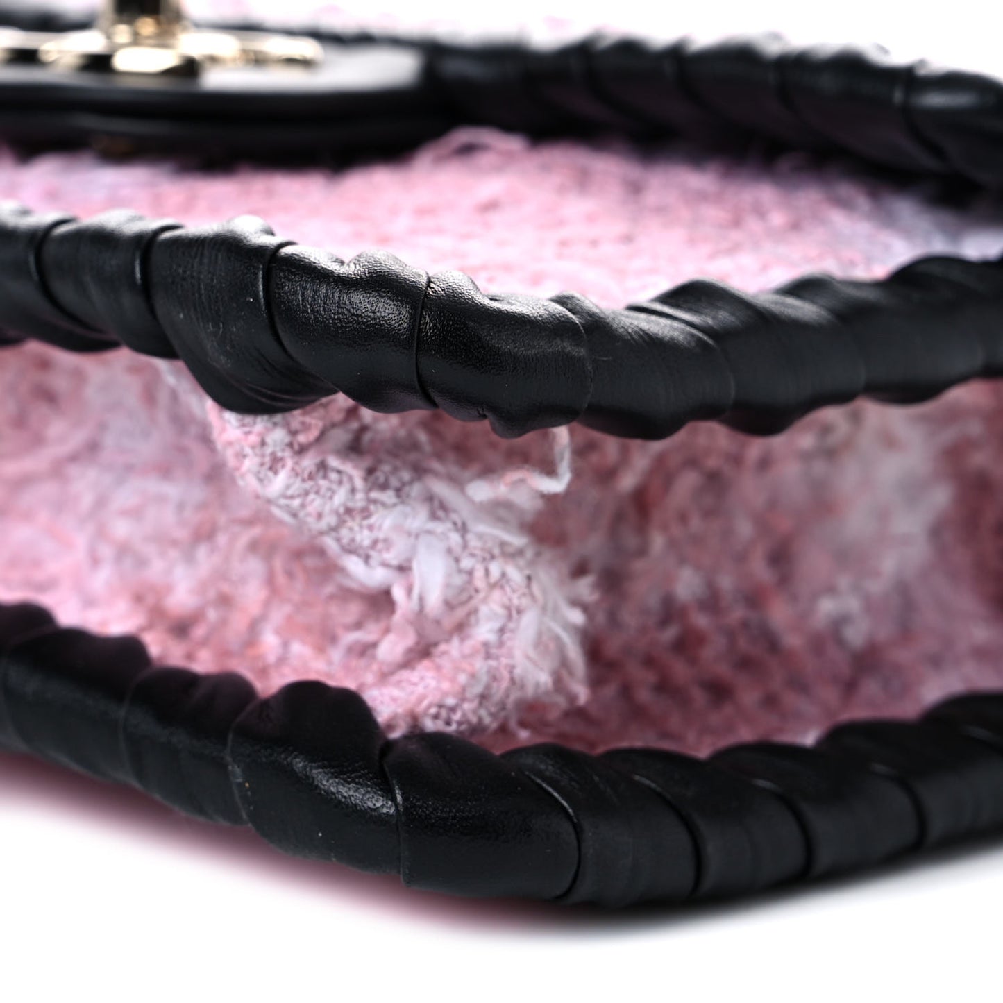 Tweed Braided Calfskin Mini My Own Frame Flap Pink Black