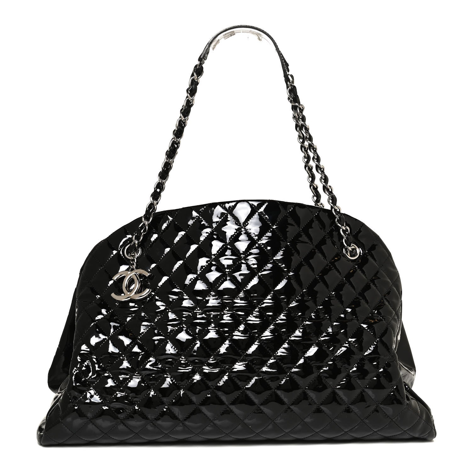 Chanel Patent Quilted Maxi Just Mademoiselle Bowling Bag Black 1 of 11