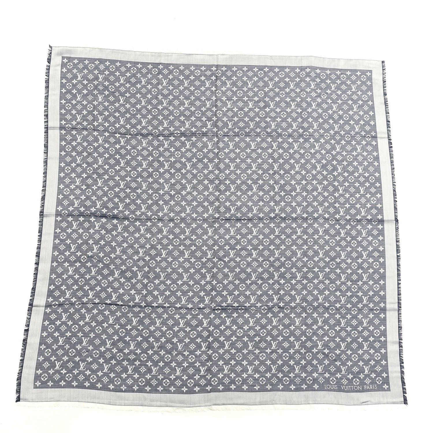 Louis Vuitton Wool Silk Monogram Denim Shawl Black 1 of 3