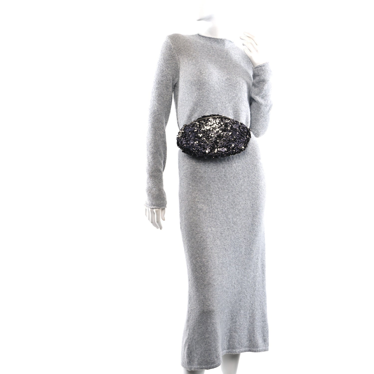 Chanel Sequin Shiny Aged Calfskin Sparkling City Waist Bag Fanny Pack Black Silver 2 of 11