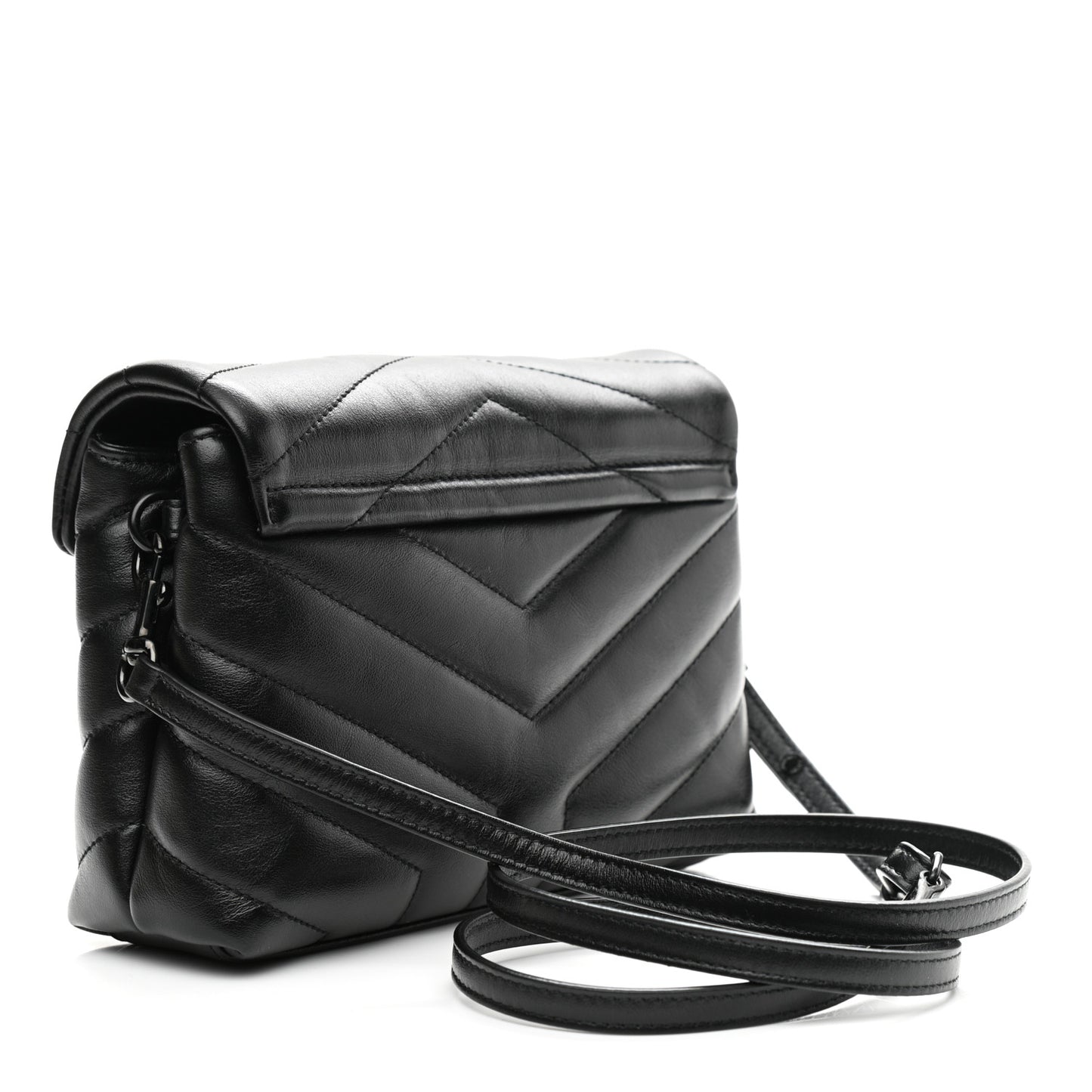 Calfskin Y Quilted Monogram Toy Loulou Crossbody Bag Black
