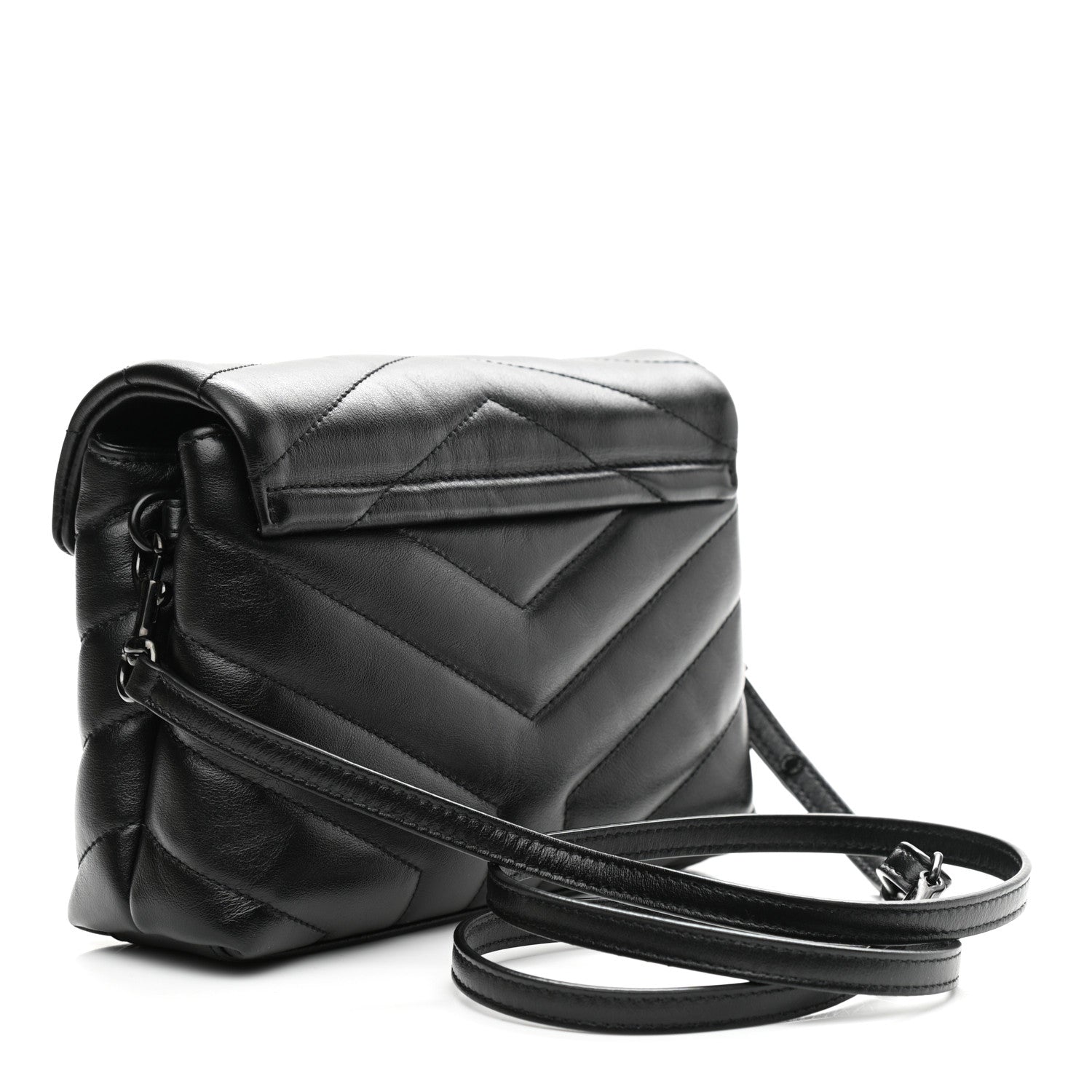 Saint Laurent Calfskin Y Quilted Monogram Toy Loulou Crossbody Bag Black 3 of 8
