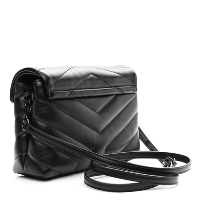 Saint Laurent Calfskin Y Quilted Monogram Toy Loulou Crossbody Bag Black 3 of 8
