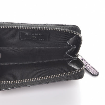 Chanel Iridescent Caviar Chevron Quilted Zip Around Coin Purse Black 5 of 8