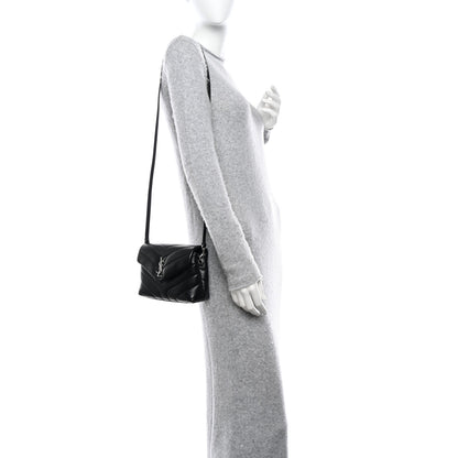 Saint Laurent Calfskin Y Quilted Monogram Toy Loulou Crossbody Bag Black 2 of 10