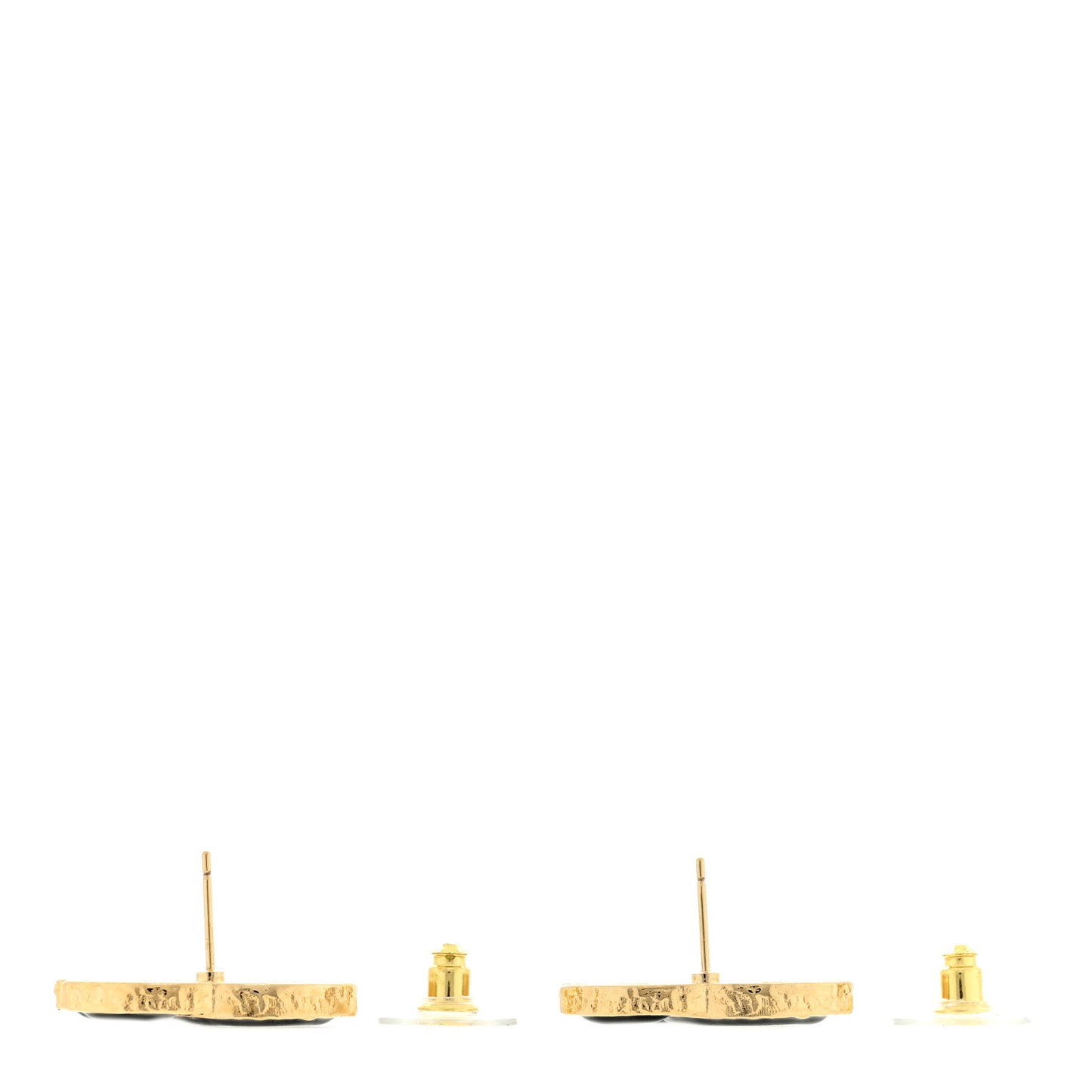 Metal Enamel CC Earrings Black Gold
