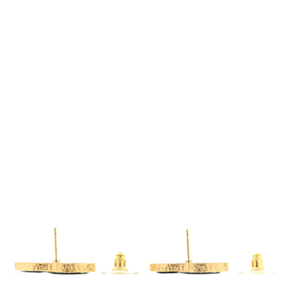 Chanel Metal Enamel CC Earrings Black Gold 3 of 4