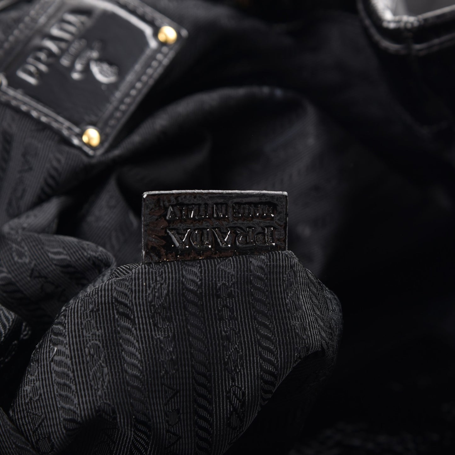 Tessuto Nylon Chain Shoulder Bag Nero Black