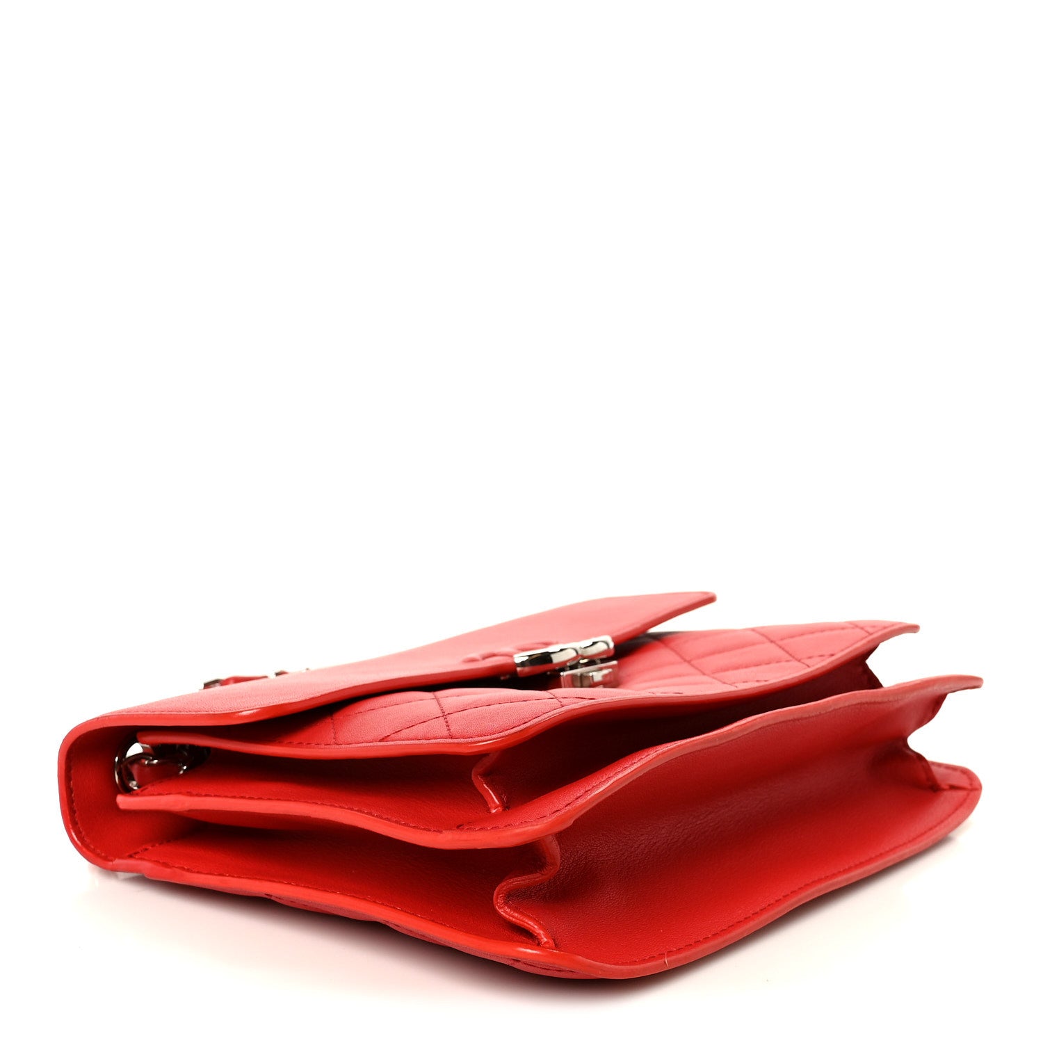 Chanel Grained Calfskin Quilted Large CC Box Flap Red 1893962