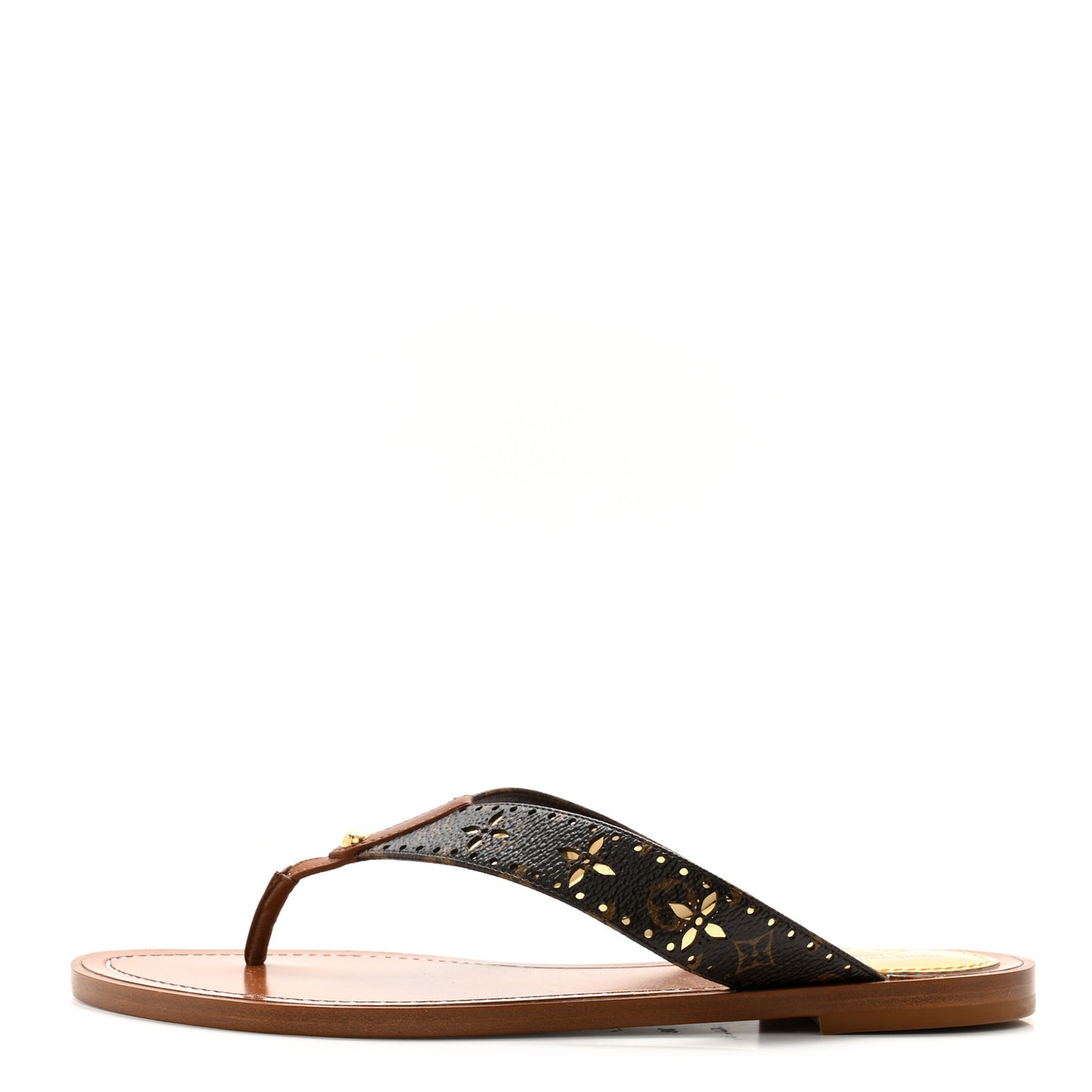 Monogram Sunny Flat Thong Sandals 38 Brown
