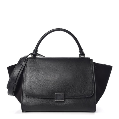 Celine Drummed Calfskin Suede Medium Trapeze Black 1 of 10