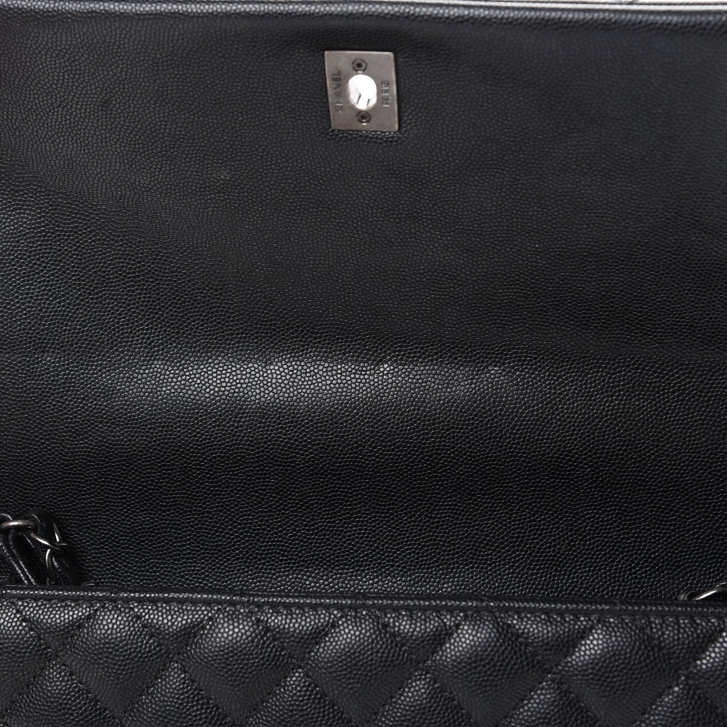 Caviar Lizard Quilted Medium Coco Handle Flap Black