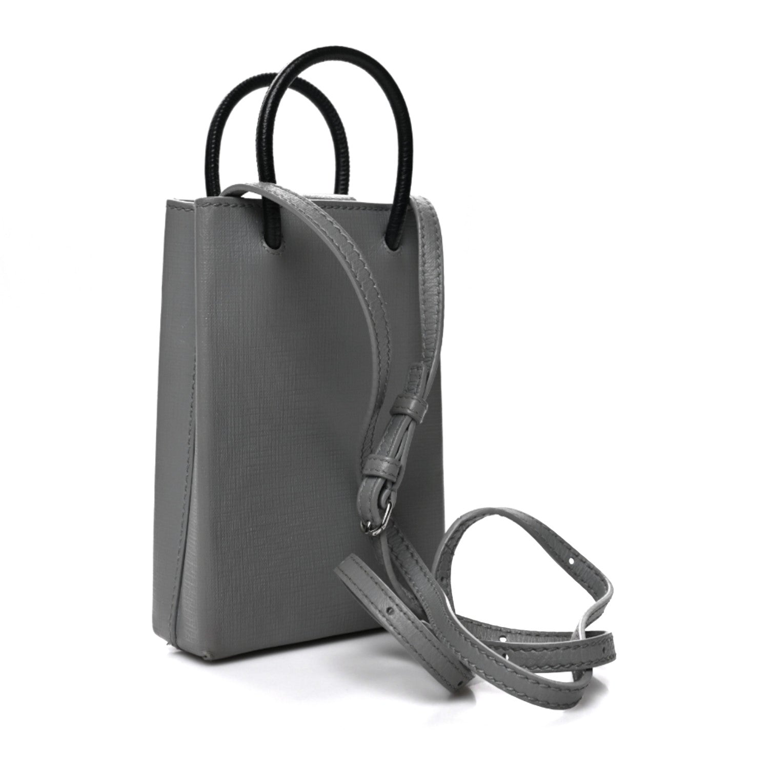 Balenciaga Squared Calfskin Logo Shopping Phone Holder Bag Balenciaga Grey 3 of 9