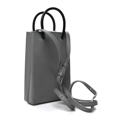 Balenciaga Squared Calfskin Logo Shopping Phone Holder Bag Balenciaga Grey 3 of 9