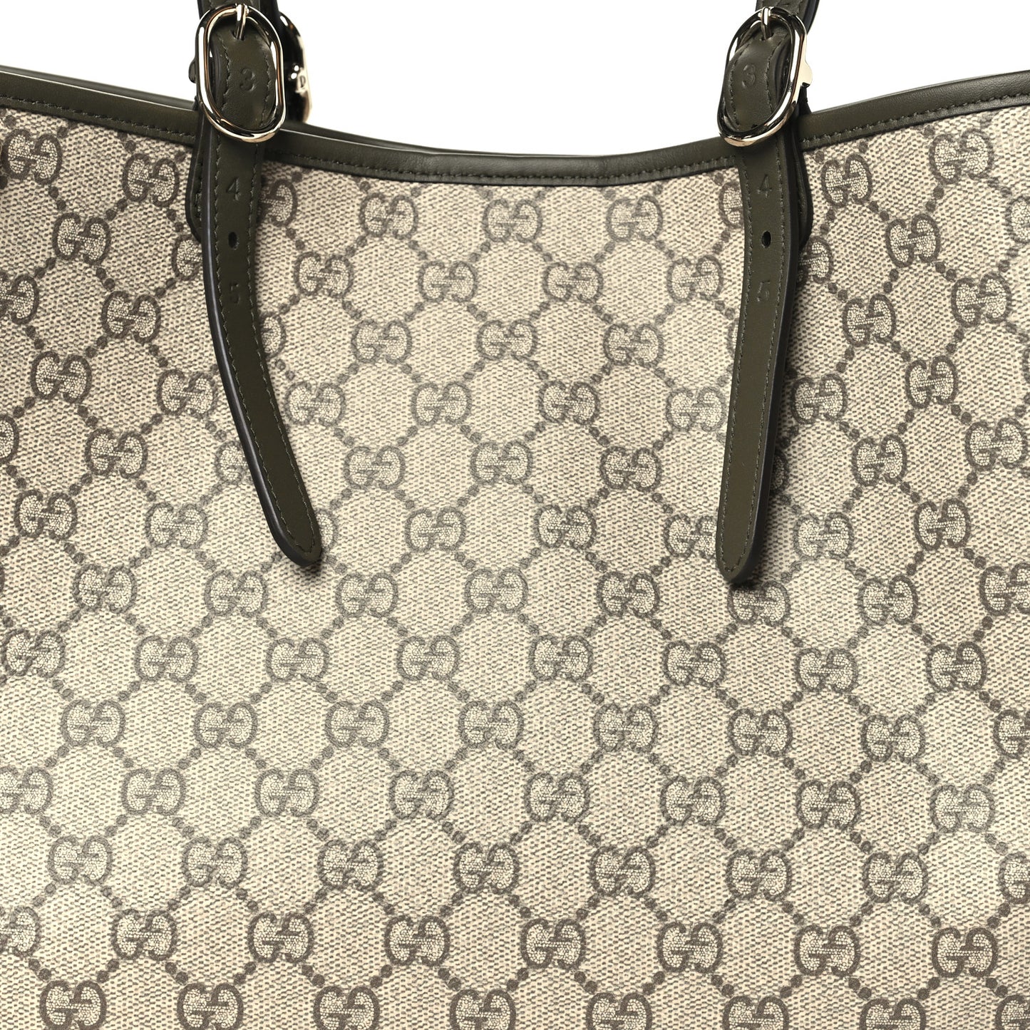 GG Supreme Monogram Emblem Large Tote Bag  Beige Green