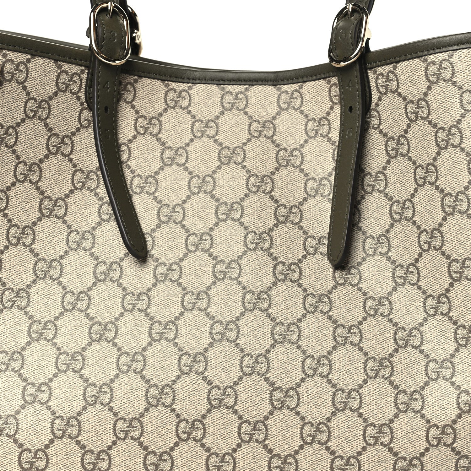 Gucci GG Supreme Monogram Emblem Large Tote Bag  Beige Green 7 of 9