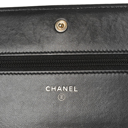 Chanel Lambskin Quilted Boy Wallet On Chain WOC Black 6 of 15