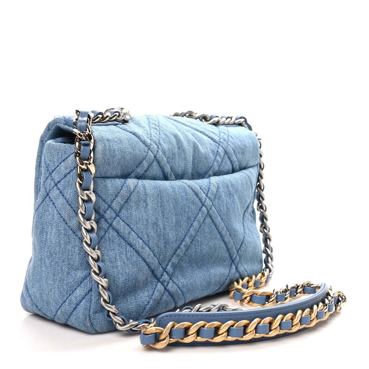 Chanel Denim Quilted Medium Chanel 19 Flap Blue 3 of 10