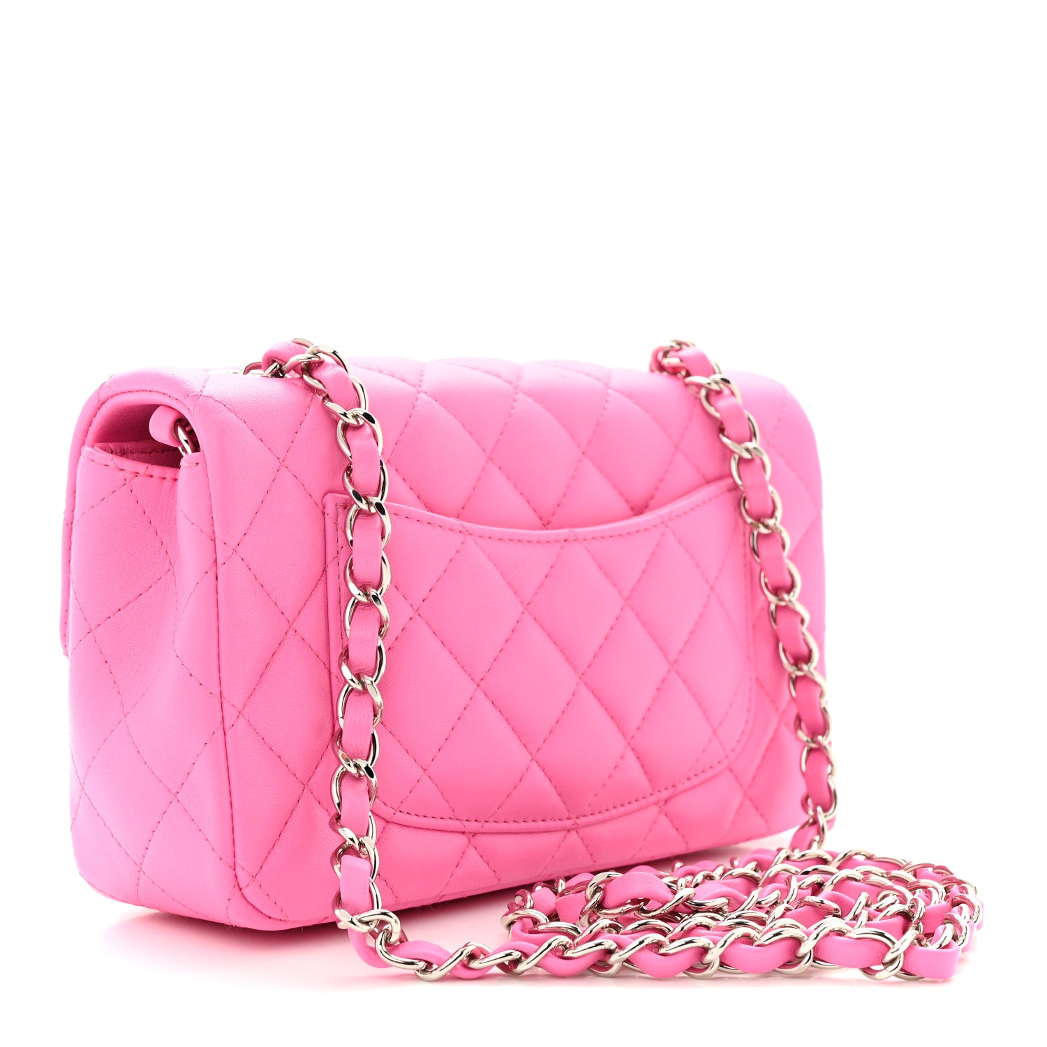 Chanel Lambskin Quilted Mini Rectangular Flap Neon Pink 3 of 12