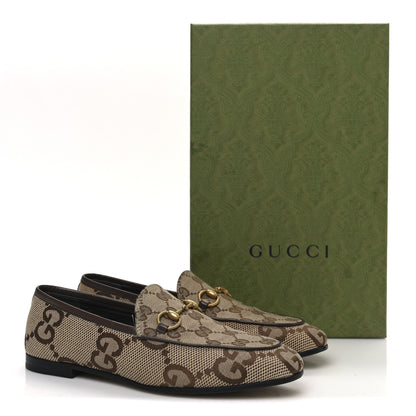 Gucci Monogram Jumbo GG Malaga Kid Horsebit Womens Jordaan Loafers 36.5 Beige Ebony New Acero 11 of 11