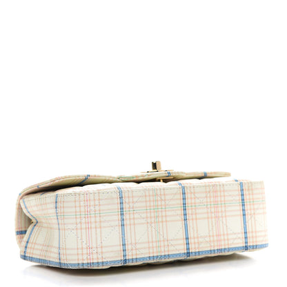 Chanel Calfskin Plaid Quilted Mini Rectangular Flap White Multicolor 4 of 9