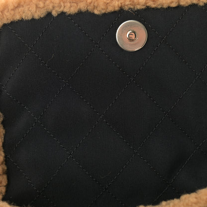 Chanel Shiny Crumpled Sheepskin Shearling CC Mania Flap Bag Black Beige 11 of 12