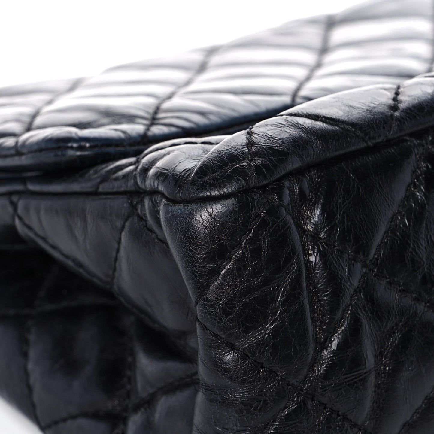 Glazed Aged Calfskin Quilted 2.55 Reissue 227 Flap Dark Navy