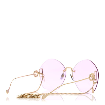 Gucci Metal Round Chain Sunglasses GG1203S Gold Purple 4 of 9