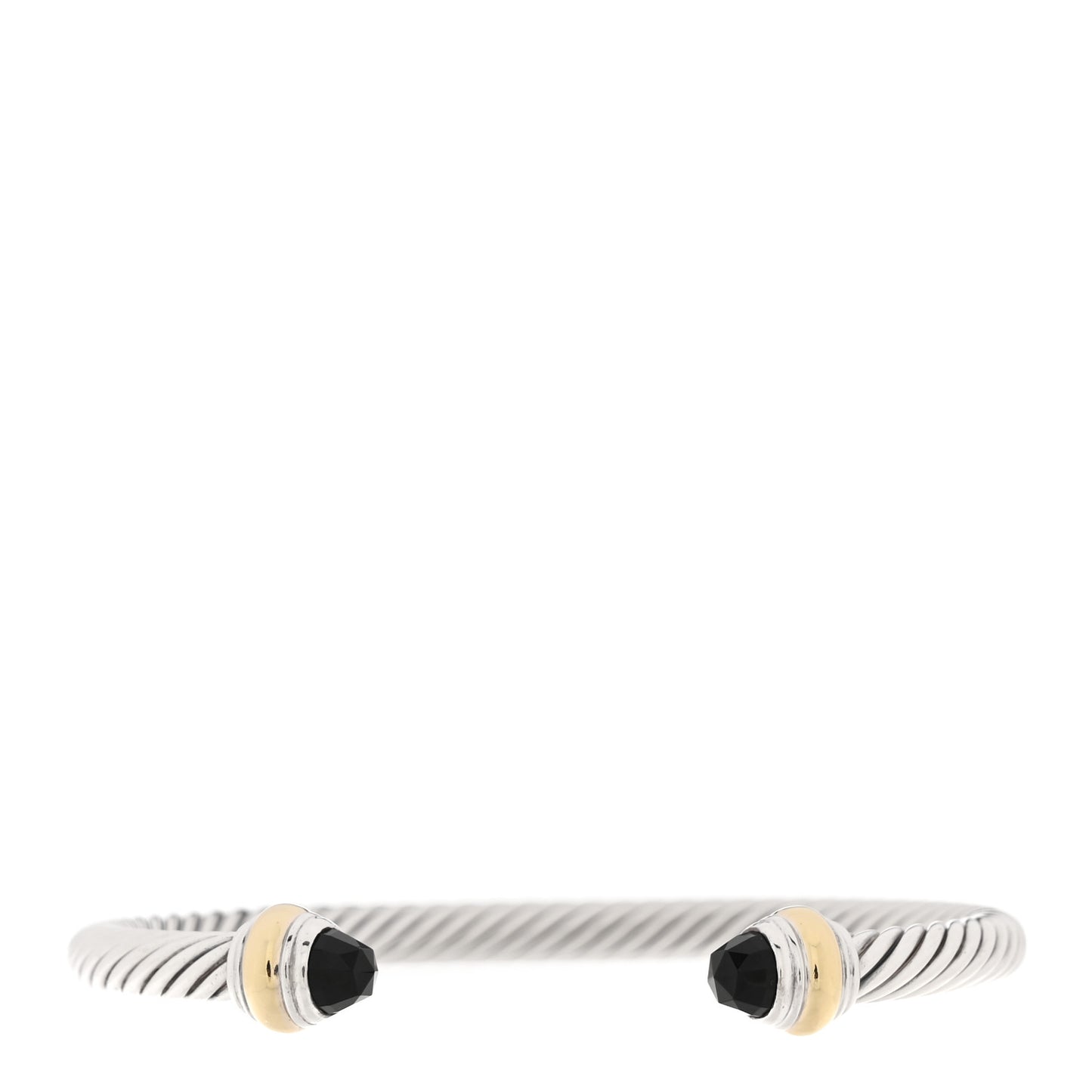 Sterling Silver 14K Yellow Gold Black Onyx 5mm Cable Classics Bracelet