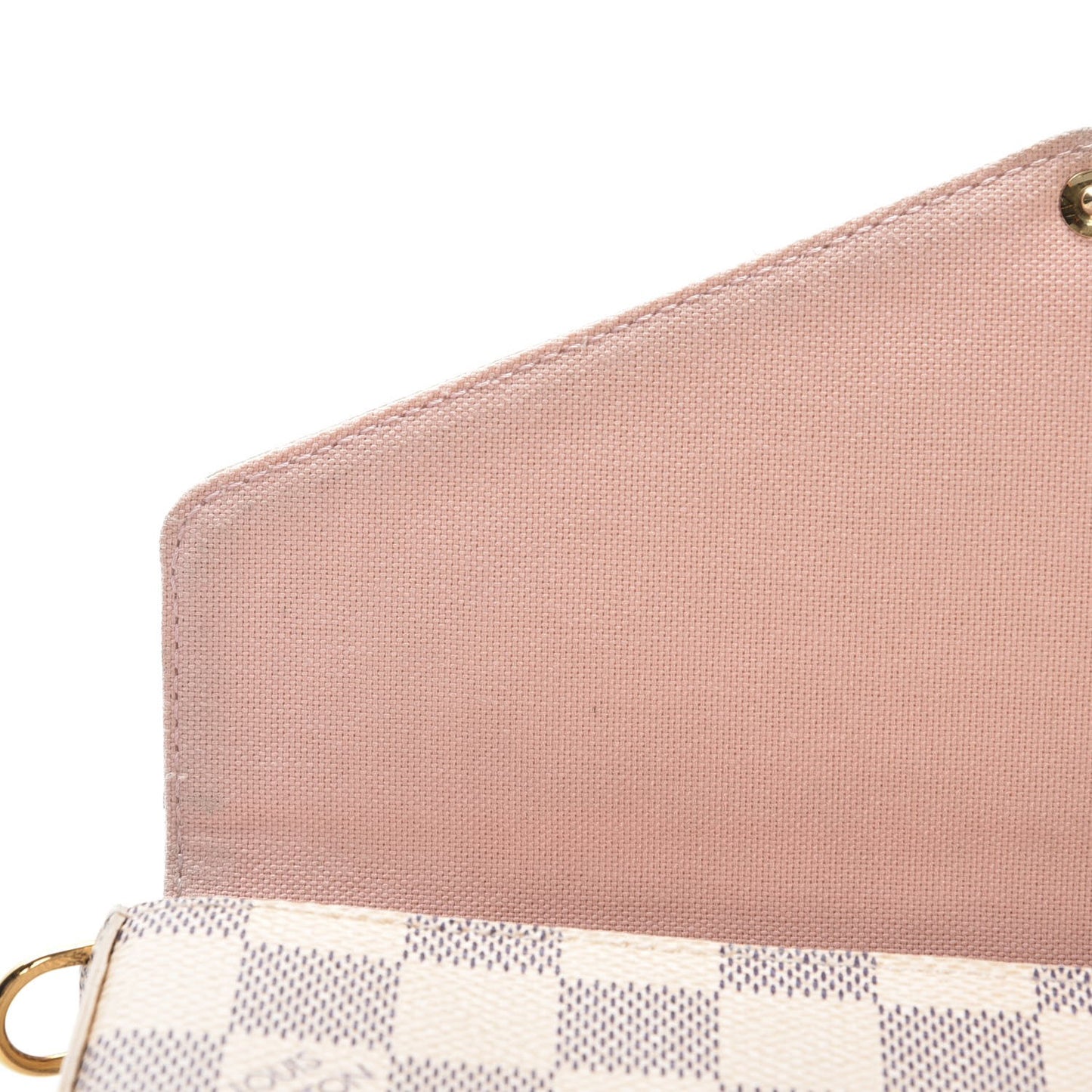 Damier Azur Pochette Felicie Chain Wallet Rose Ballerine