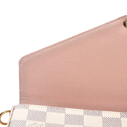 Louis Vuitton Damier Azur Pochette Felicie Chain Wallet Rose Ballerine 6 of 15