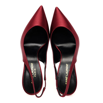 Saint Laurent Crepe Satin Zoe 105 Slingback Pump 38.5 Butternut 2 of 9