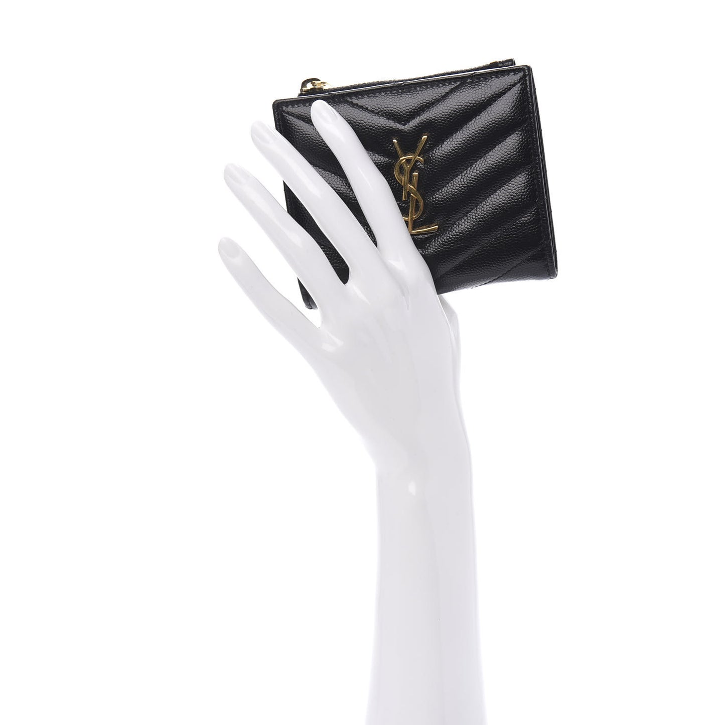 Grain De Poudre Matelasse Chevron Monogram Zipped Card Case Black