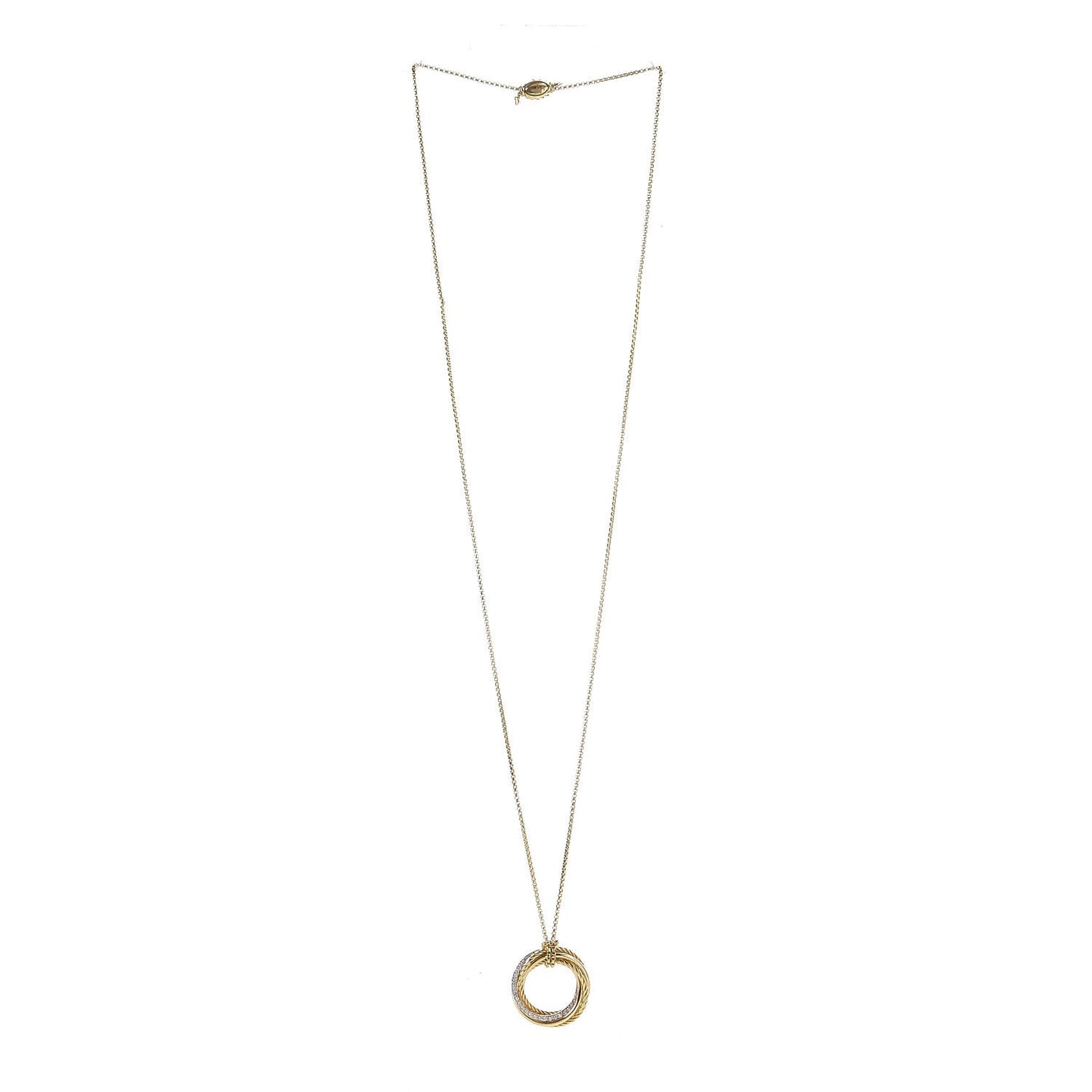 18K Yellow Gold Diamond Crossover Pendant Necklace