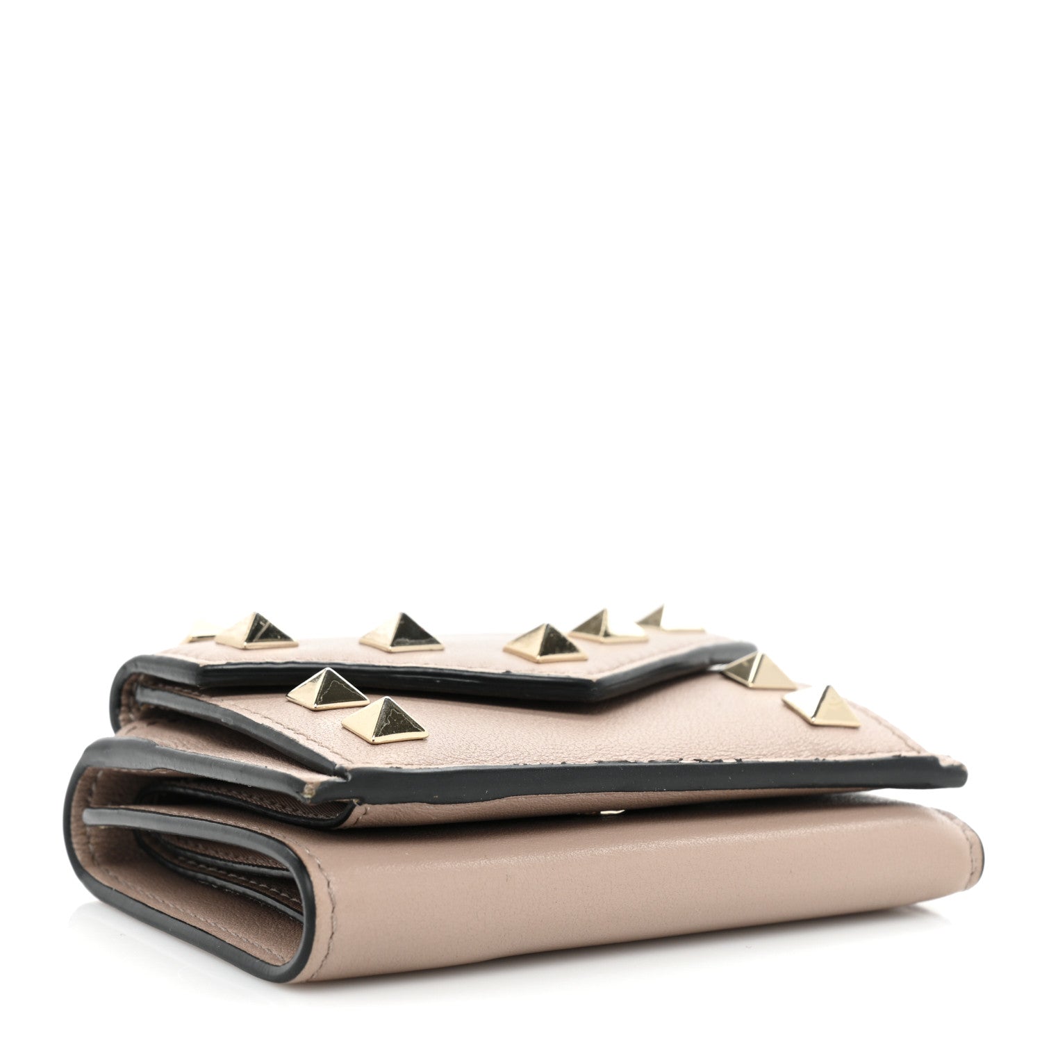 Valentino Garavani Calfskin Small Tri-Fold Rockstud Wallet Poudre 4 of 12