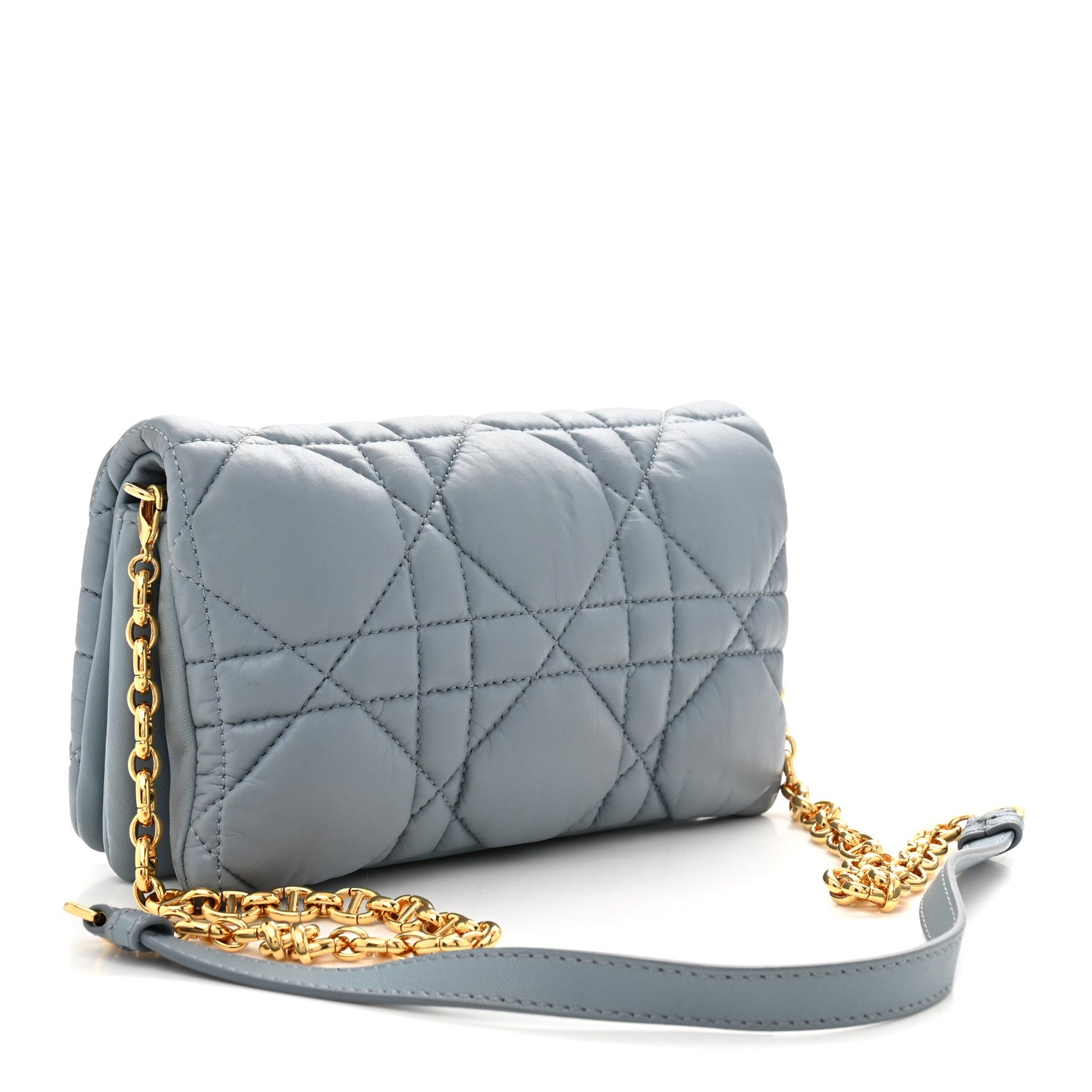 Christian Dior Lambskin Macrocannage Mini Dior Caro Bag Cloud Blue 3 of 14