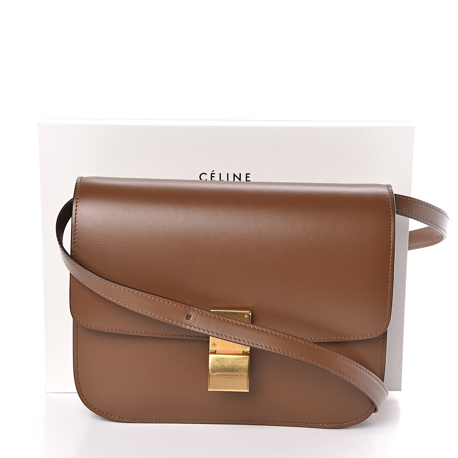 Celine Box Calfskin Medium Classic Box Flap Bag Camel 10 of 10