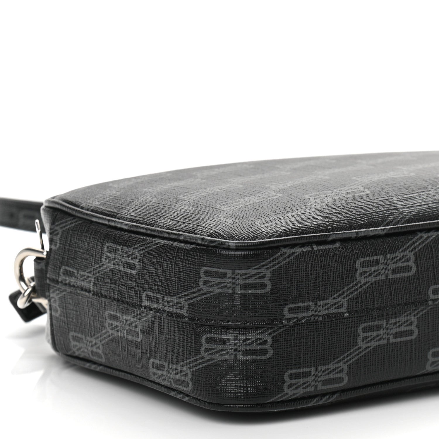 Balenciaga Coated Canvas BB Monogram Medium Signature Camera Bag Black Grey 8 of 10